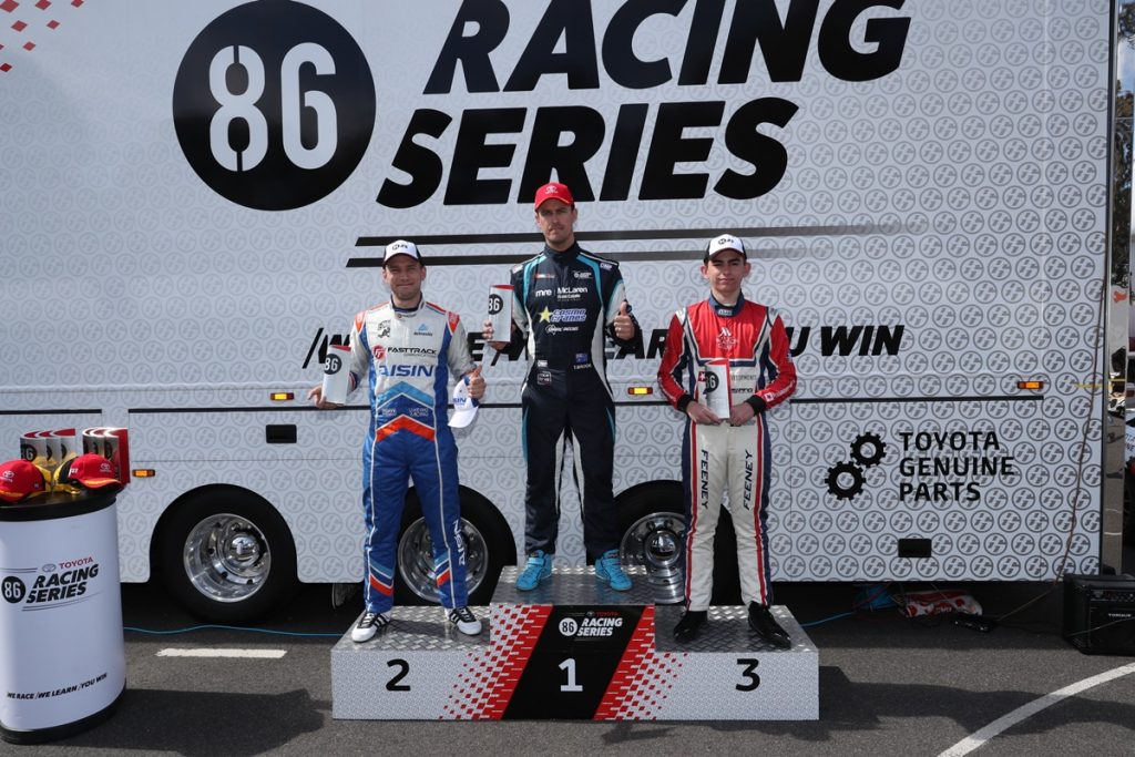 Series leader Tim Brook took the first win of the weekend in Race 10 with Luke King in second and Broc Feeney in third